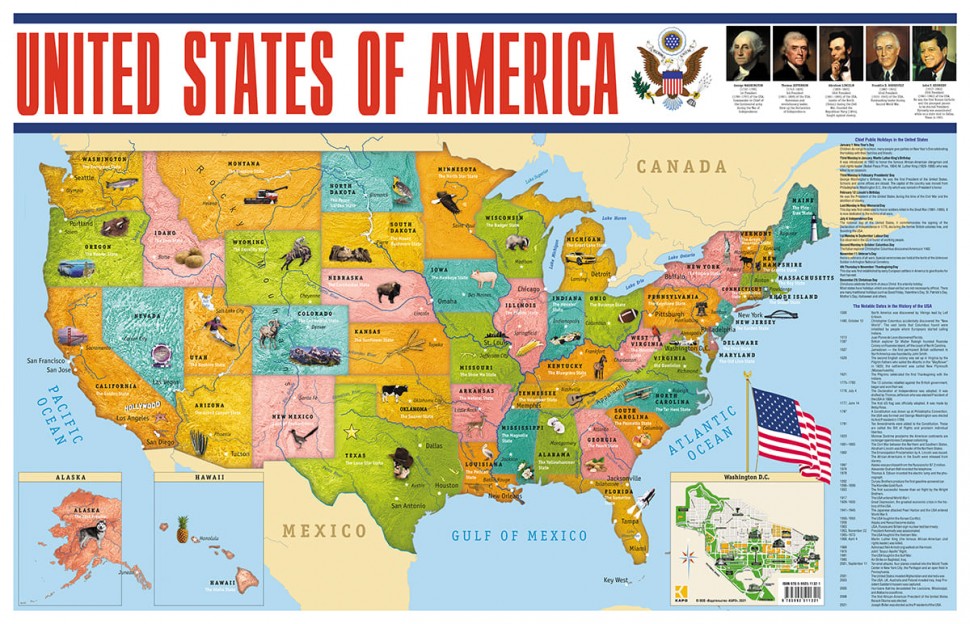Карта США (на английском языке) | Карты на английском языке