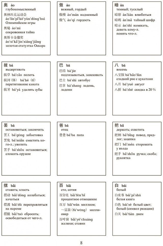 Китайские иероглифы в карточках